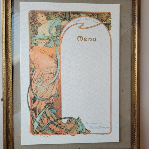 Art Nouveau Alphonse Mucha Menu Cards Set (4) ~ Elegant ~ Moët & Chandon Ad - Picture 3 of 16